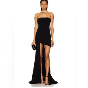 NBD Nala Strapless Black High-Slit Evening Gown